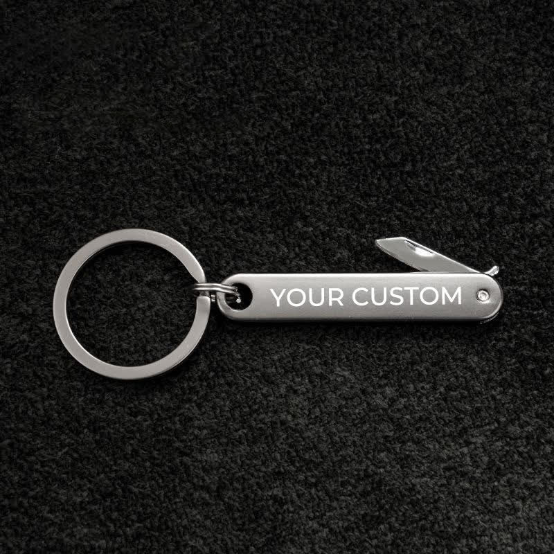 Custom Engraved Text Mini Folding Knife Personality Keychain - Gray - image 10