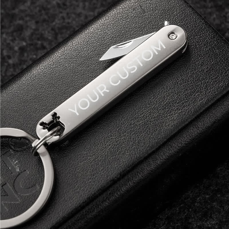 Custom Engraved Text Mini Folding Knife Personality Keychain - image 5