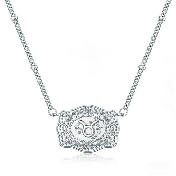 Silver Mini Embossed Twelve Zodiac Signs Necklace - Taurus - image 11
