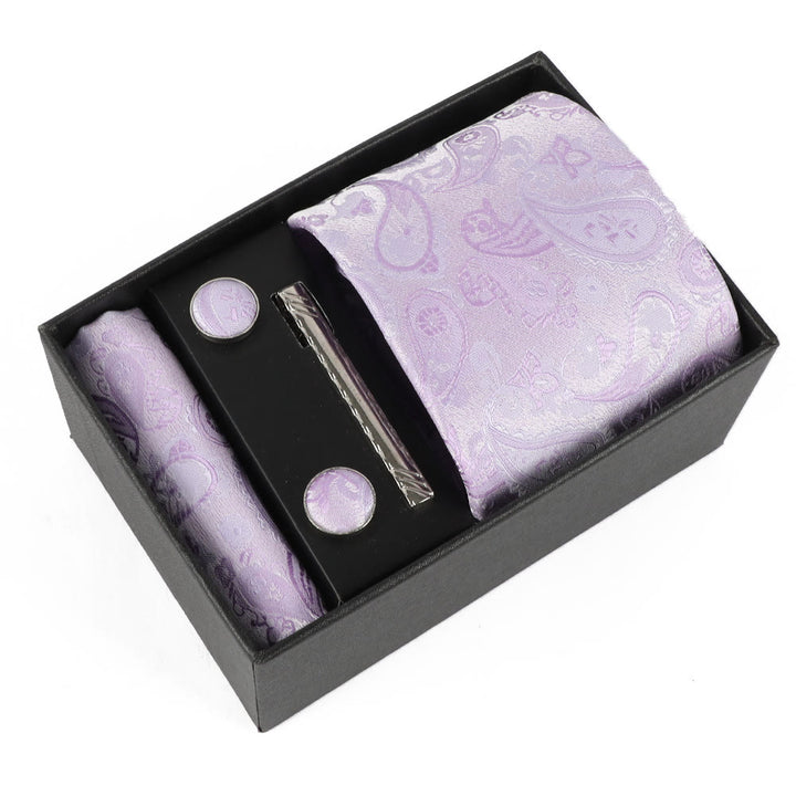 4Pcs Men's Elegant Pocket Square Cufflinks Tie Clip Necktie Set - Style #13 - image 13