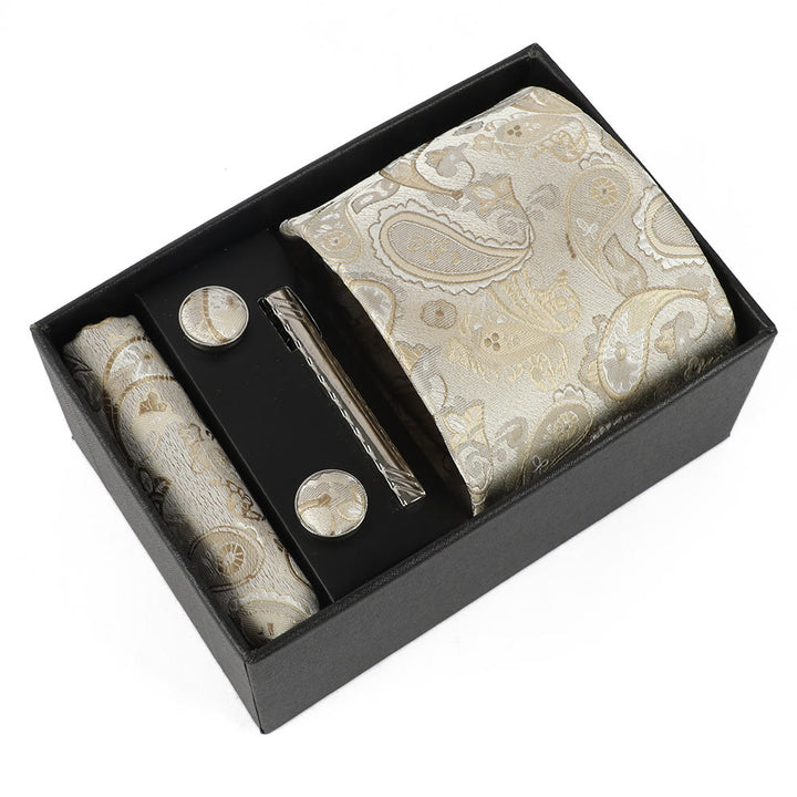 4Pcs Men's Elegant Pocket Square Cufflinks Tie Clip Necktie Set - Style #11 - image 11