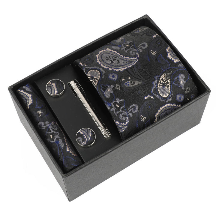 4Pcs Men's Elegant Pocket Square Cufflinks Tie Clip Necktie Set - Style #8 - image 8
