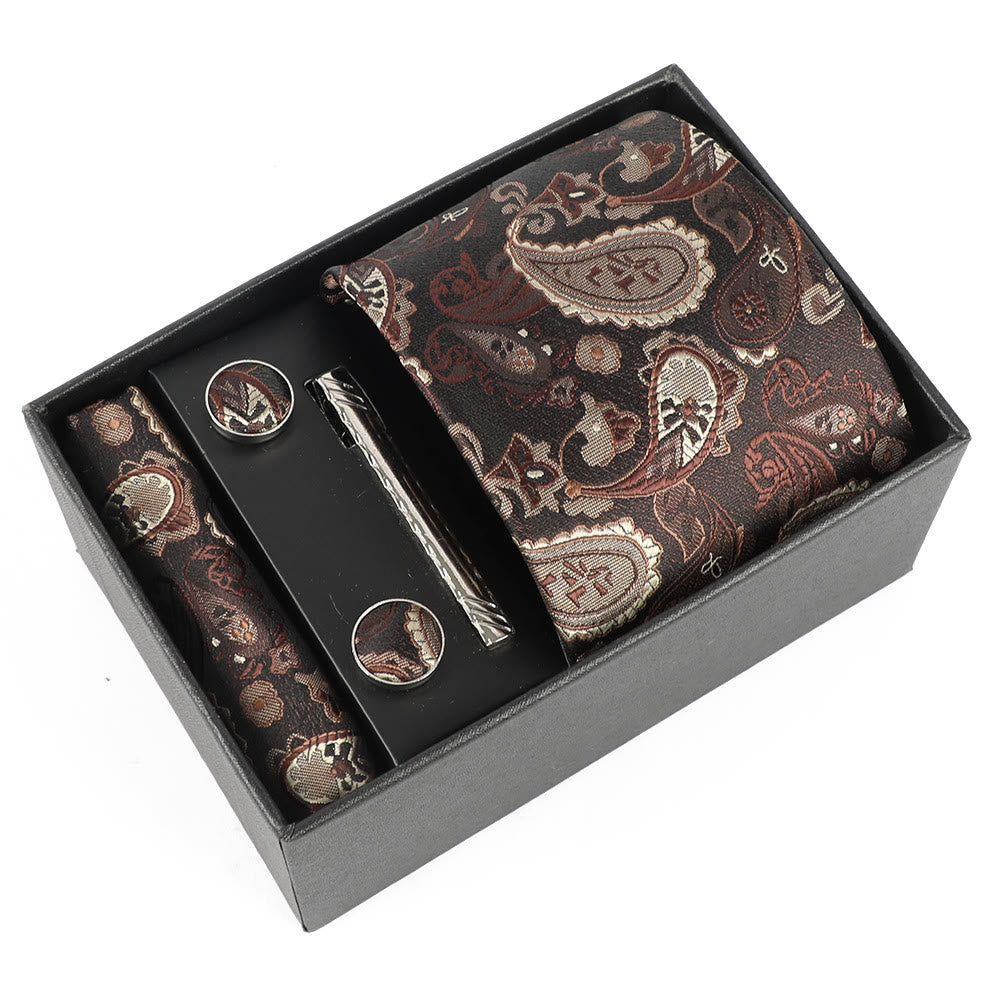 4Pcs Men's Elegant Pocket Square Cufflinks Tie Clip Necktie Set - Style #21 - image 21