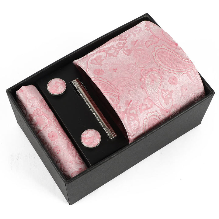 4Pcs Men's Elegant Pocket Square Cufflinks Tie Clip Necktie Set - Style #15 - image 15