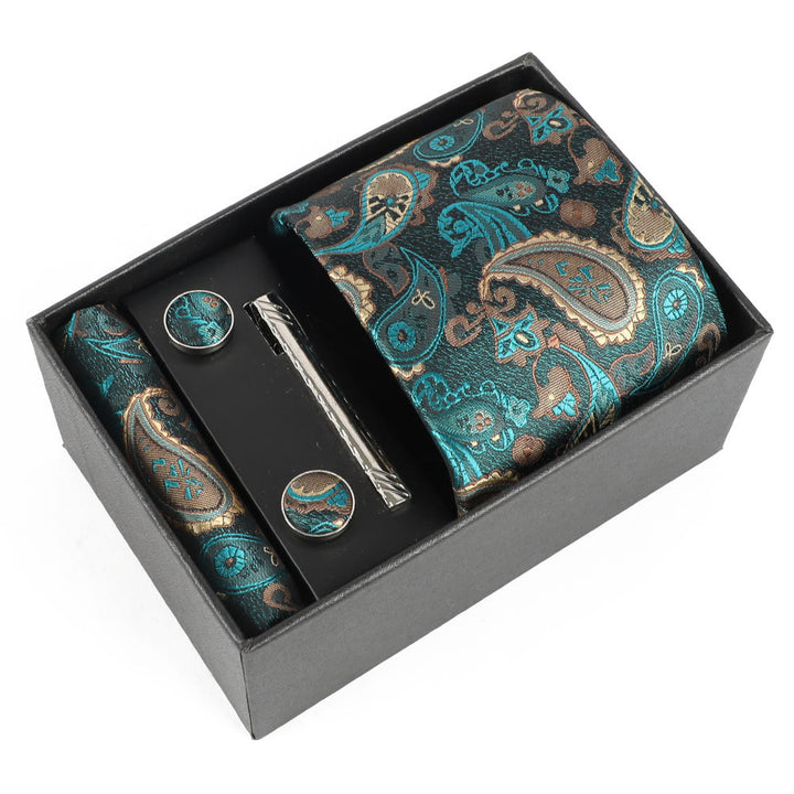 4Pcs Men's Elegant Pocket Square Cufflinks Tie Clip Necktie Set - Style #1 - image 0