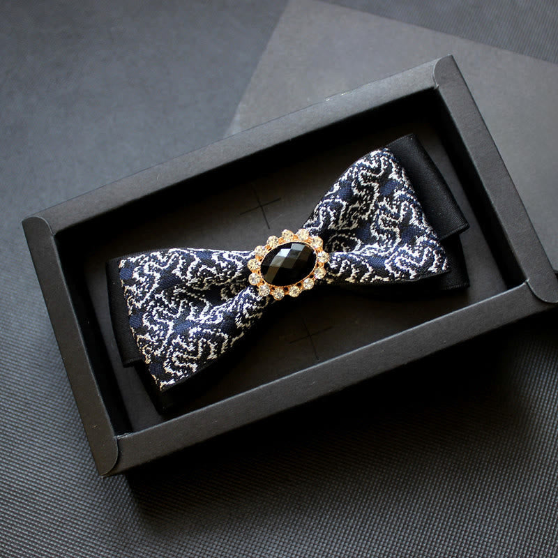 Men's Geometric Pattern Gem-Embellished Formal Bow Tie - Style #7 - image 6