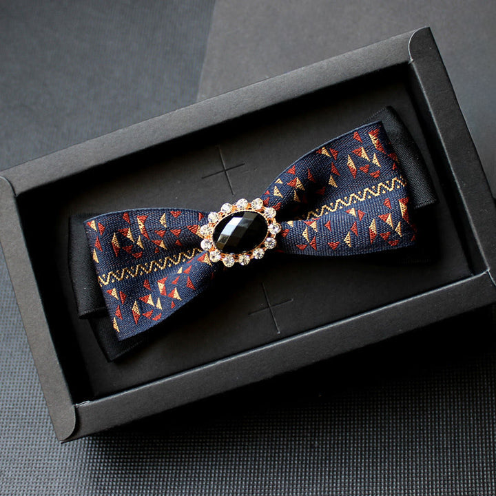 Men's Geometric Pattern Gem-Embellished Formal Bow Tie - Style #9 - image 8