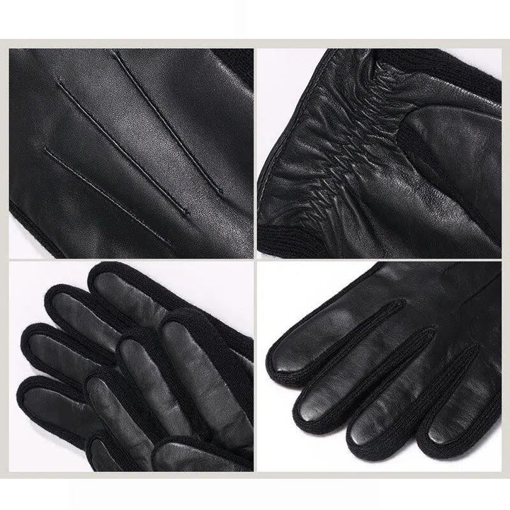 Men's Winter Leather Fleece-Lined Touchscreen Gloves - image 4