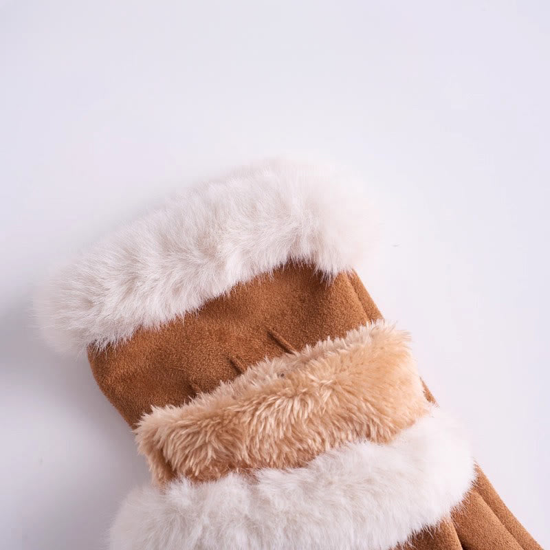 Women's Winter Warm And Velvet Touchscreen Suede Gloves - image 2