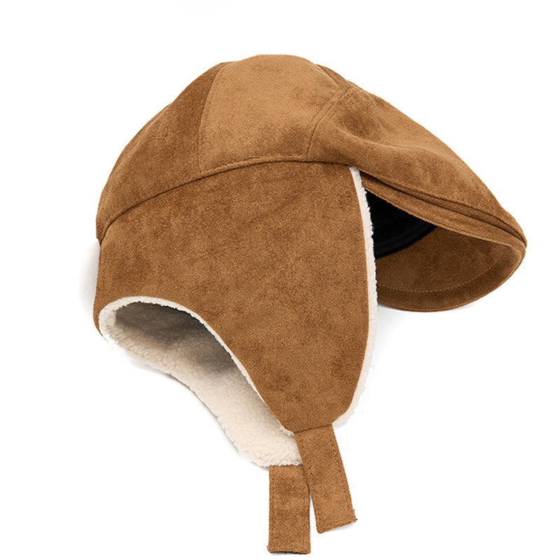Men's Trendy Cozy Suede Beret Hat With Earmuffs - image 1