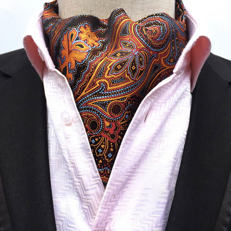 Men's Retro Geometric Floral Print Multi-Color Scarf Cravat - Style #10 - image 10