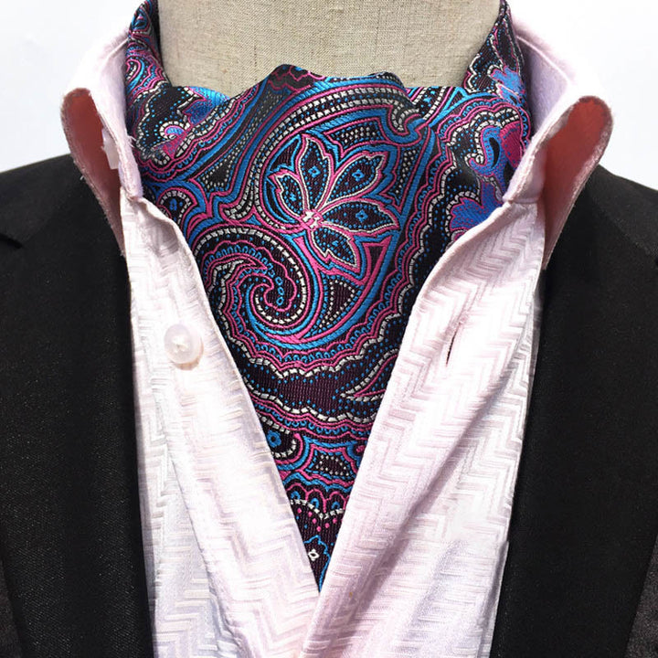 Men's Retro Geometric Floral Print Multi-Color Scarf Cravat - Style #9 - image 9