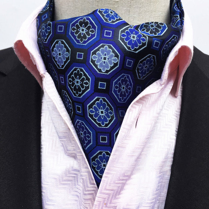 Men's Retro Geometric Floral Print Multi-Color Scarf Cravat - Style #3 - image 2