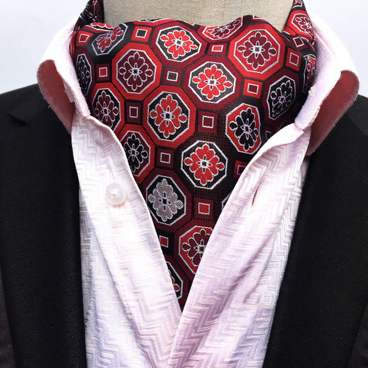 Men's Retro Geometric Floral Print Multi-Color Scarf Cravat - Style #4 - image 3