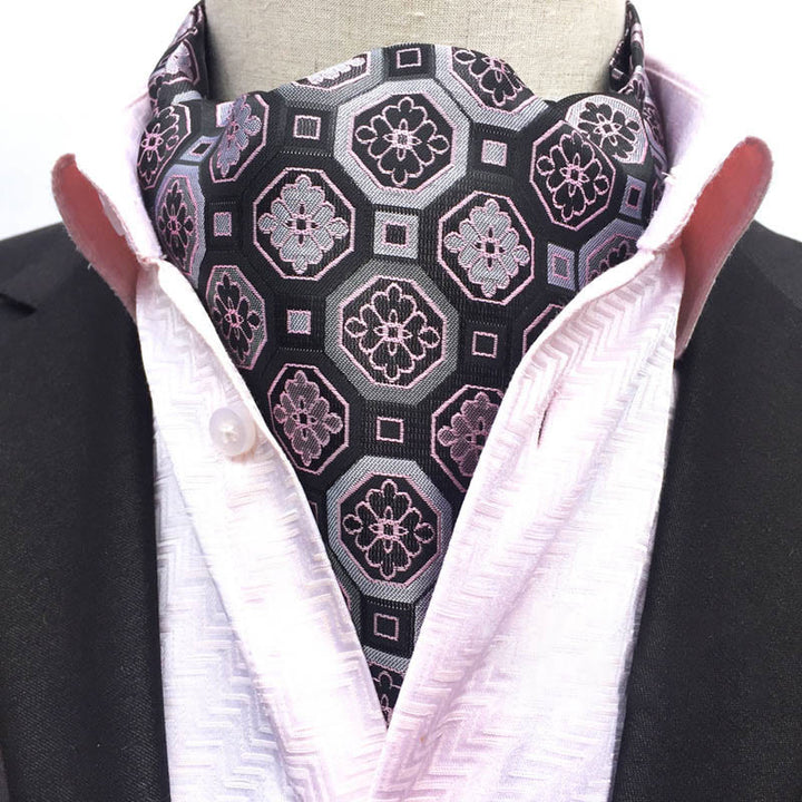 Men's Retro Geometric Floral Print Multi-Color Scarf Cravat - Style #2 - image 1