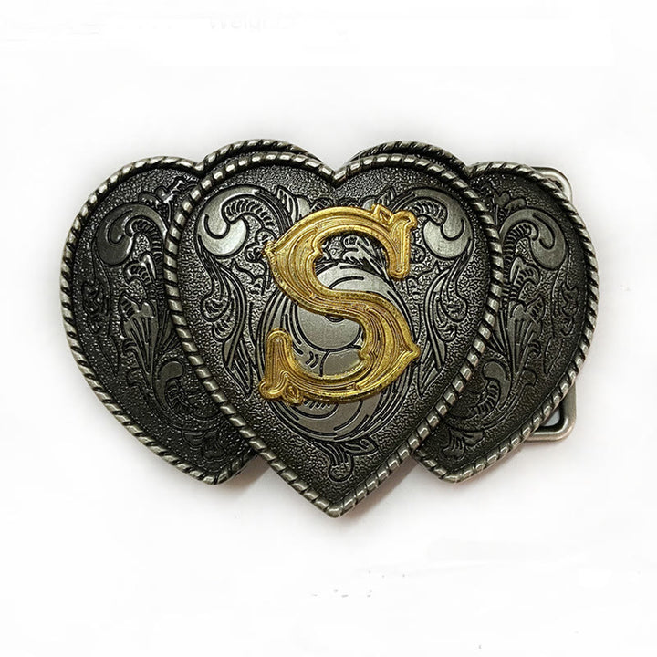 Golden Letter Heart-Shaped Buckle Leather Belt - S - Without Belt - Not Included Belt - image 24