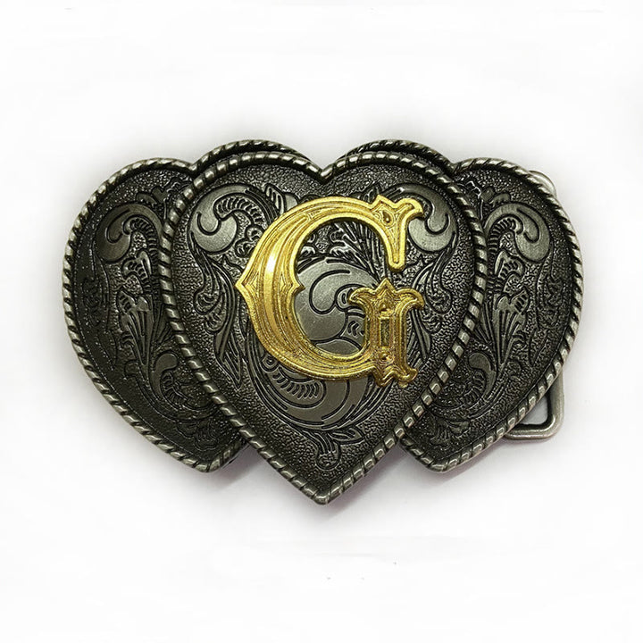 Golden Letter Heart-Shaped Buckle Leather Belt - G - Without Belt - Not Included Belt - image 12