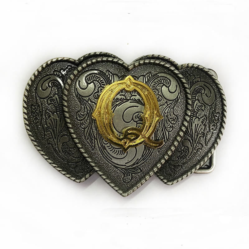 Golden Letter Heart-Shaped Buckle Leather Belt - Q - Without Belt - Not Included Belt - image 22