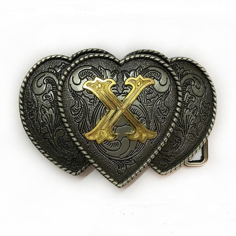 Golden Letter Heart-Shaped Buckle Leather Belt - X - Without Belt - Not Included Belt - image 29