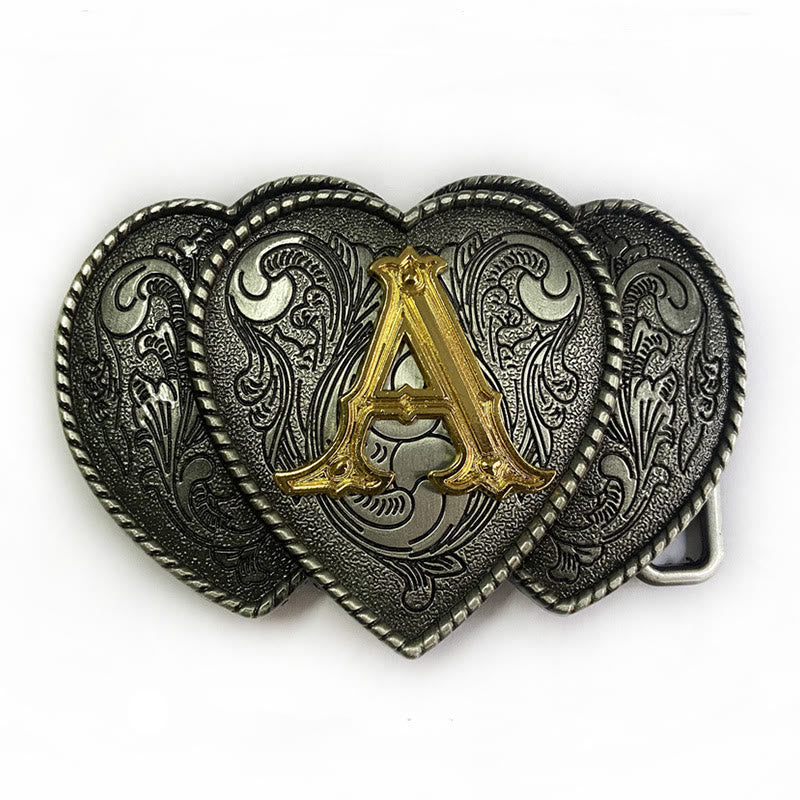 Golden Letter Heart-Shaped Buckle Leather Belt - A - Without Belt - Not Included Belt - image 6