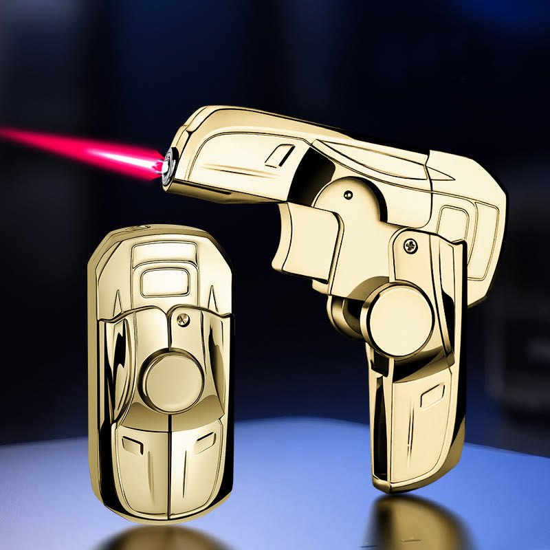 Folding Racing Car-Shaped Refillable Butane Lighter - Gold - image 12