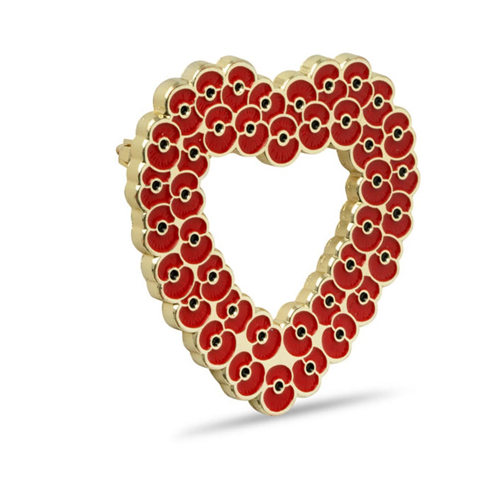 Mini Poppy Cluster Heart Frame Two Tone Brooch - image 2