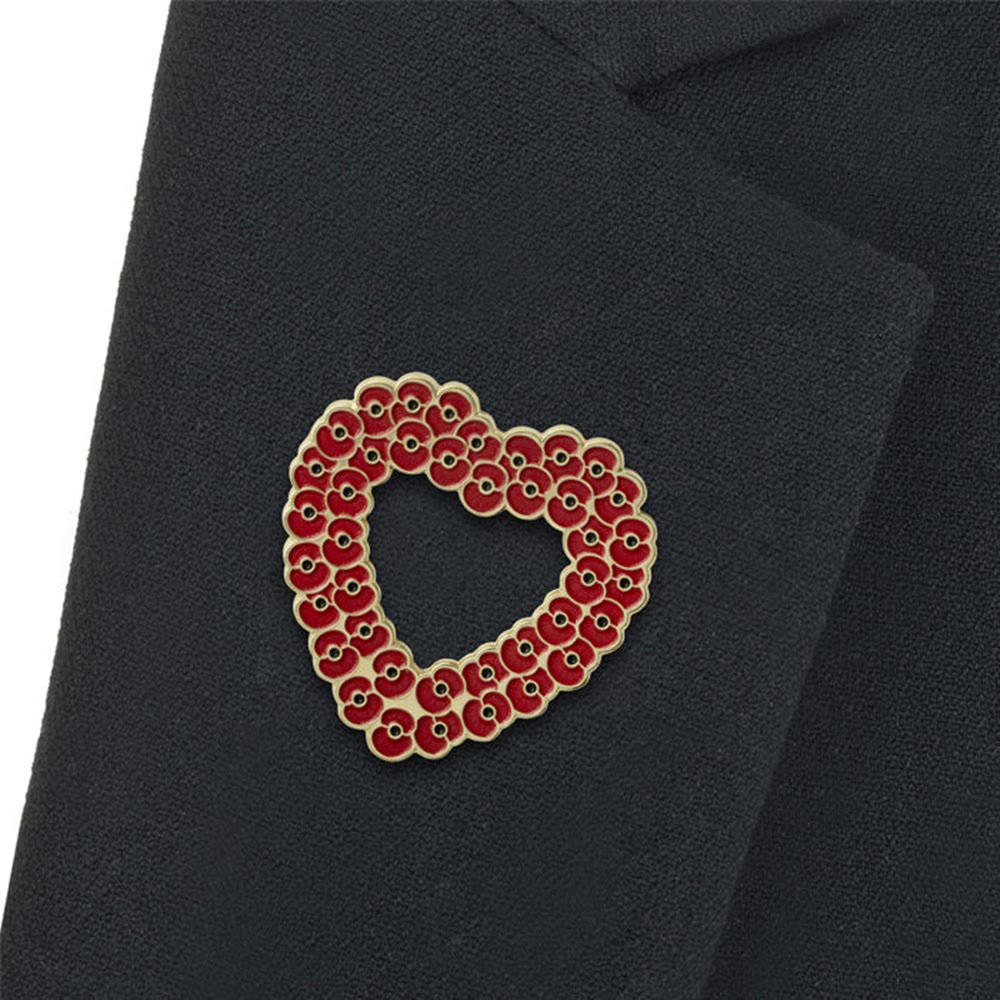 Mini Poppy Cluster Heart Frame Two Tone Brooch - image 3