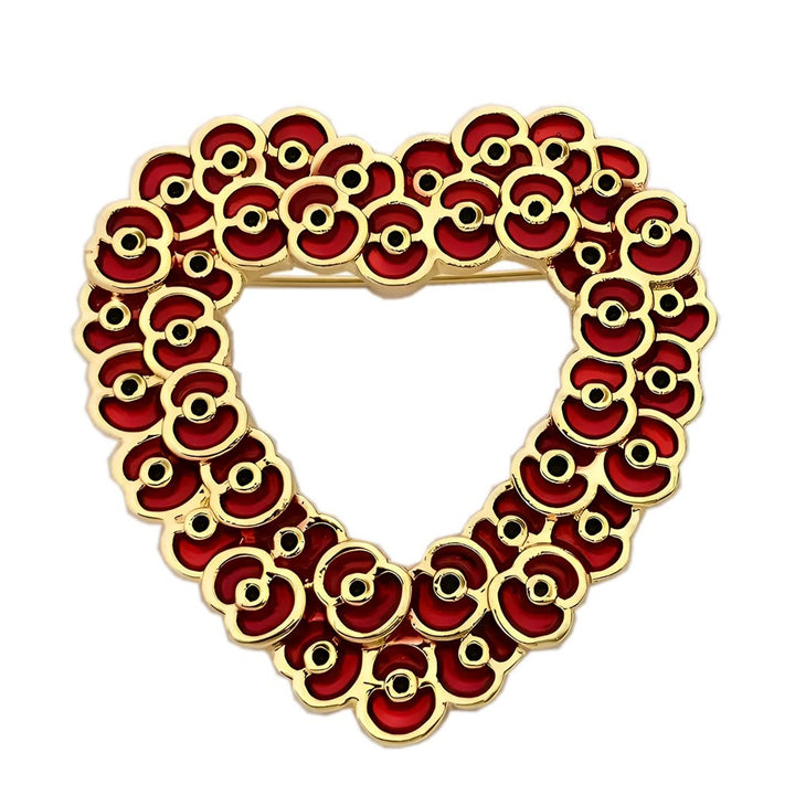 Mini Poppy Cluster Heart Frame Two Tone Brooch - Style #2 - image 4