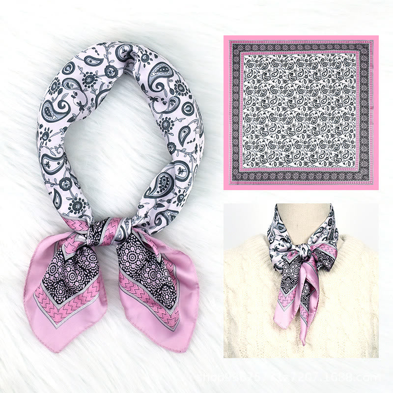 Women's Stylish Colorful Paisley Print All Season Lightweight Square Scarf - Pink - image 2