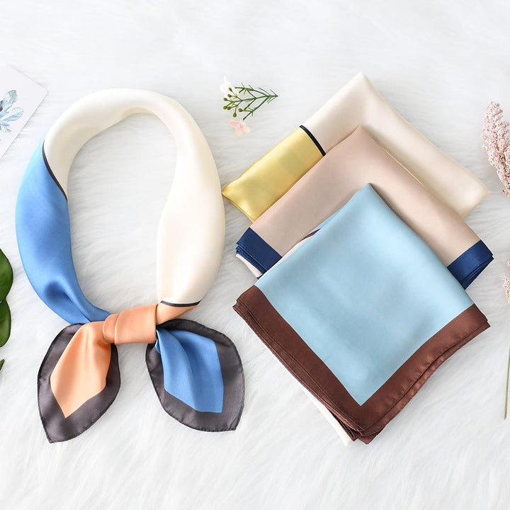 Women's Soft Color-Block Satin Elegant All-Season Square Scarf - image 0