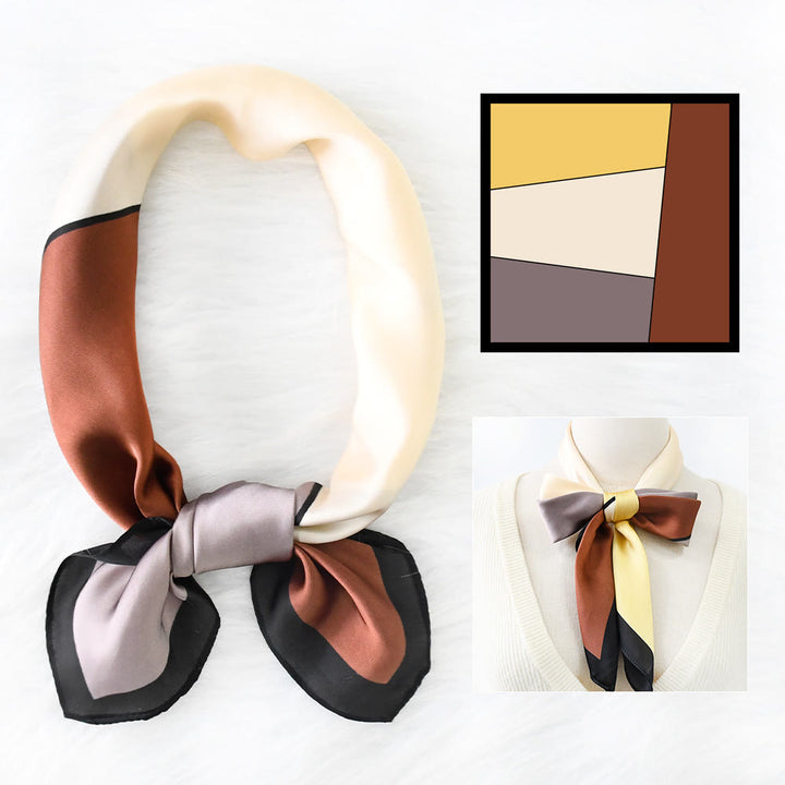 Women's Soft Color-Block Satin Elegant All-Season Square Scarf - Style #2 - image 4