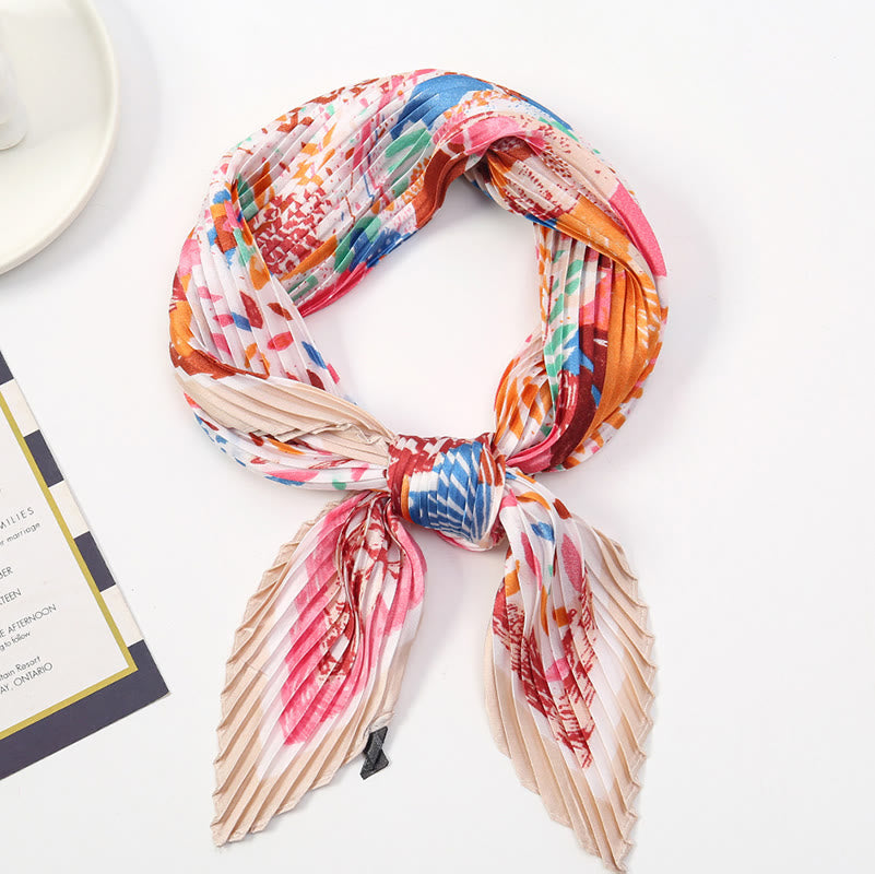 Women's Pleated Artistic Pattern Lightweight Flowy All-Season Scarf - Style #8 - image 9