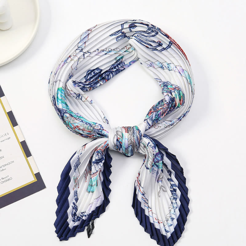 Women's Pleated Artistic Pattern Lightweight Flowy All-Season Scarf - Style #9 - image 10