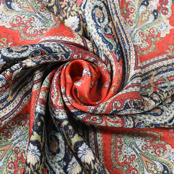 Women's Vintage Paisley Pattern Silky Satin Elegant All-Season Square Scarf - image 4