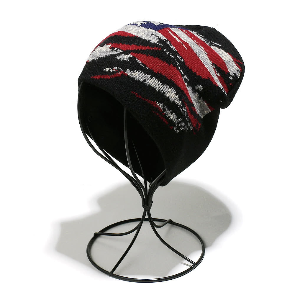 Men's Stylish Distressed American Flag Pattern Multi-color Knitted Hat - image 3