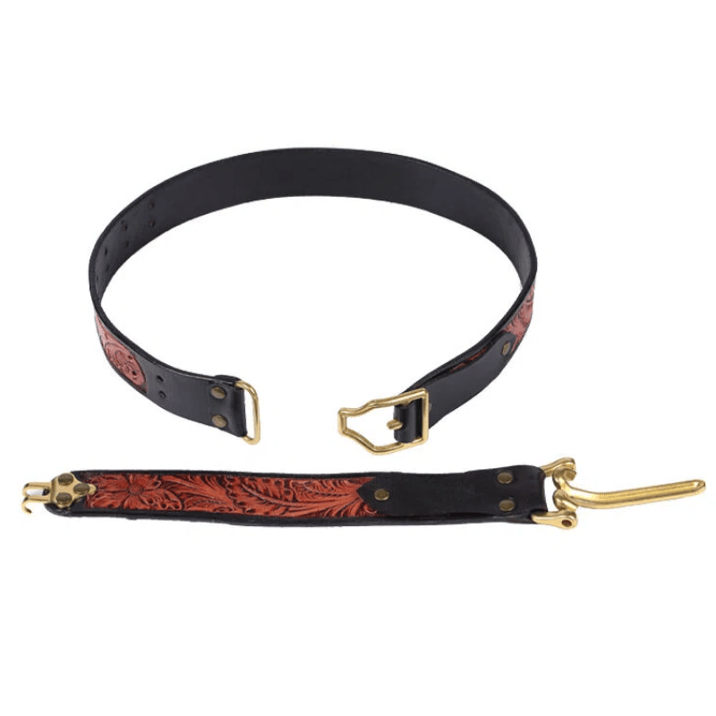 Men's Retro Knight Golden Buckle Carved Leather Belt - image 2