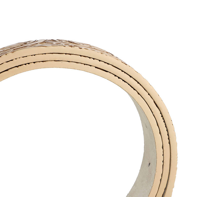 Men's Retro Silver Oval Carved Buckle Leather Belt - image 5