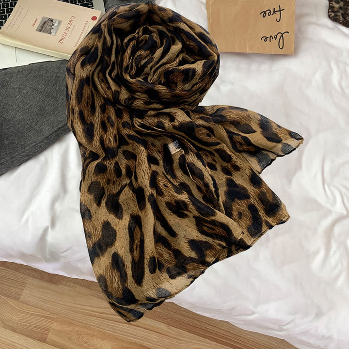 Fashionable Women's Leopard Print Thin Winter Scarf - Brown - image 0