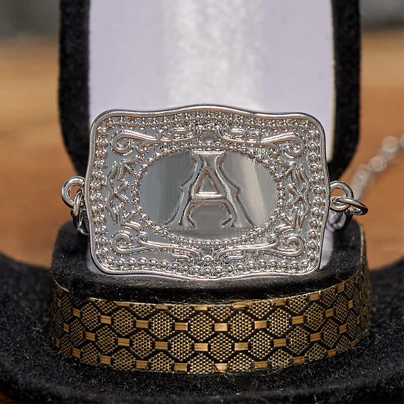 Initial Letter DIY Hidden Knife Belt Buckle Silver Necklace Bundle Set - image 4