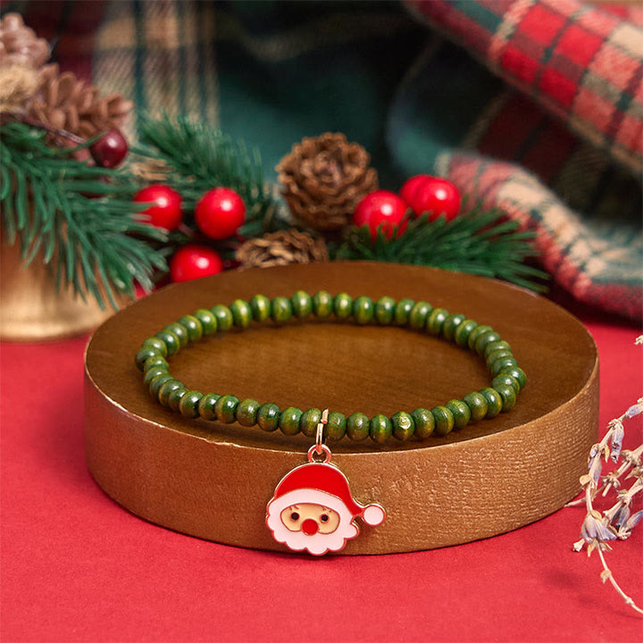 6Pcs Green Christmas Bead Pendant Bracelet Set - image 8