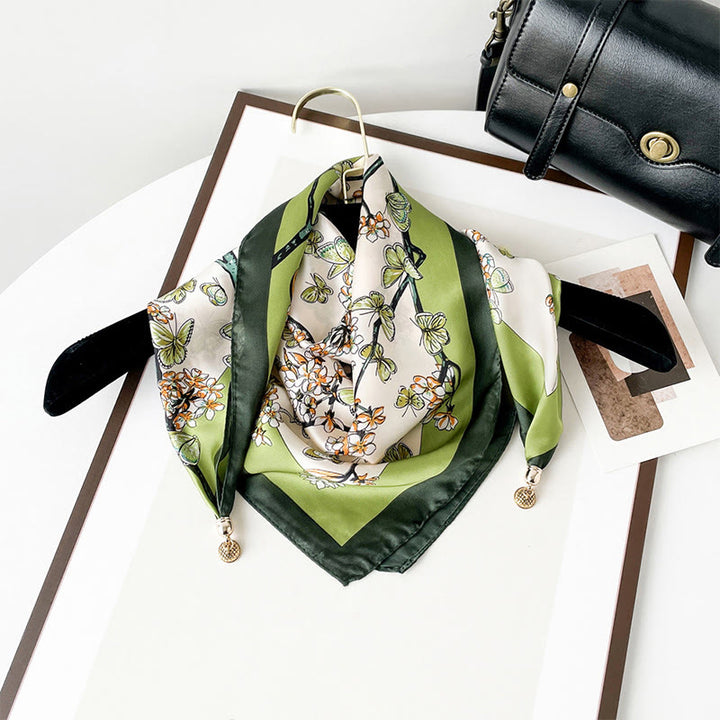 Women's Elegant Retro Art Print Lightweight Square Scarf - Style #20 - image 19