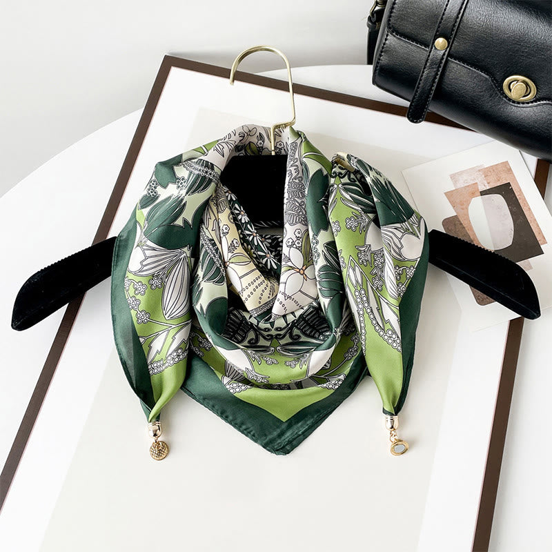 Women's Elegant Retro Art Print Lightweight Square Scarf - Style #11 - image 10