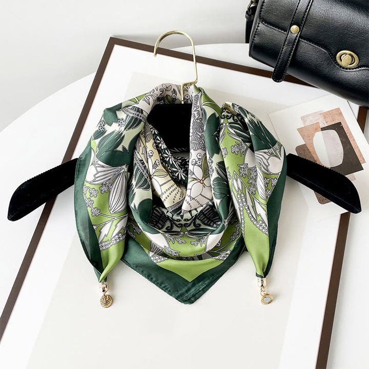 Women's Elegant Retro Art Print Lightweight Square Scarf - Style #11 - image 10