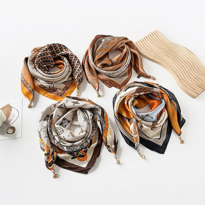 Women's Elegant Retro Art Print Lightweight Square Scarf - image 20