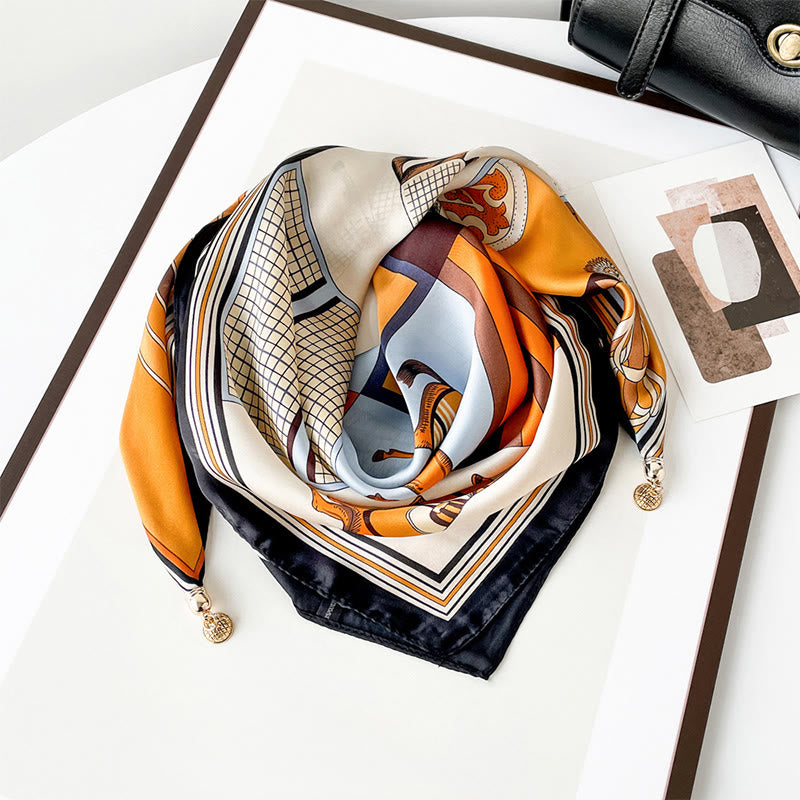 Women's Elegant Retro Art Print Lightweight Square Scarf - Style #5 - image 4