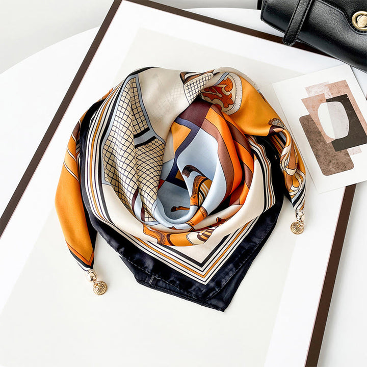 Women's Elegant Retro Art Print Lightweight Square Scarf - Style #5 - image 4