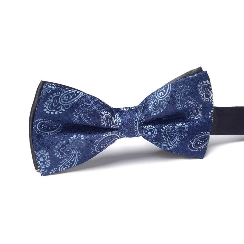 Men's Elegant Refined Sophisticated Stylish Dual-pattern Accented Formal Bow Tie - Style #13 - image 13
