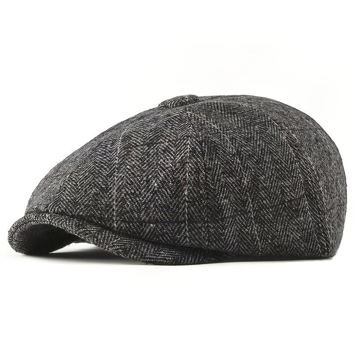 Men's Elegant Retro Herringbone Pattern Newsboy Beret Hat - Grey - M (22-22 7/8") - image 1