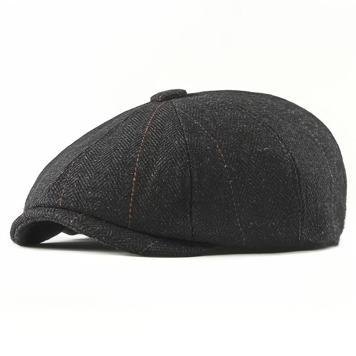 Men's Elegant Retro Herringbone Pattern Newsboy Beret Hat - Dark Grey - M (22-22 7/8") - image 2