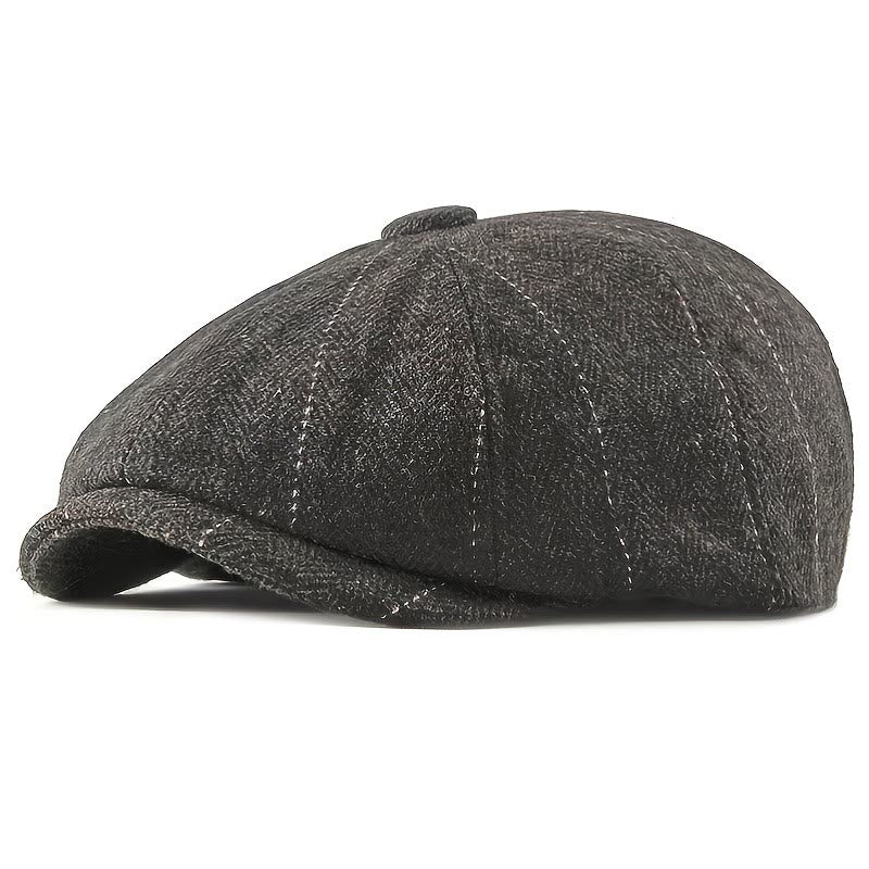 Men's Elegant Retro Herringbone Pattern Newsboy Beret Hat - Coffee - M (22-22 7/8") - image 0